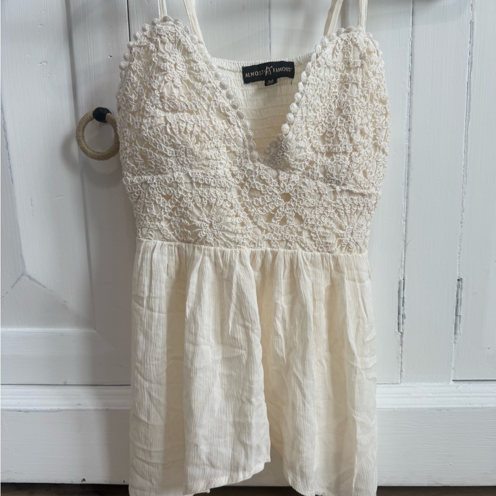 NEW, Almost Famous Cream Tank Lace Top, Size Medium
